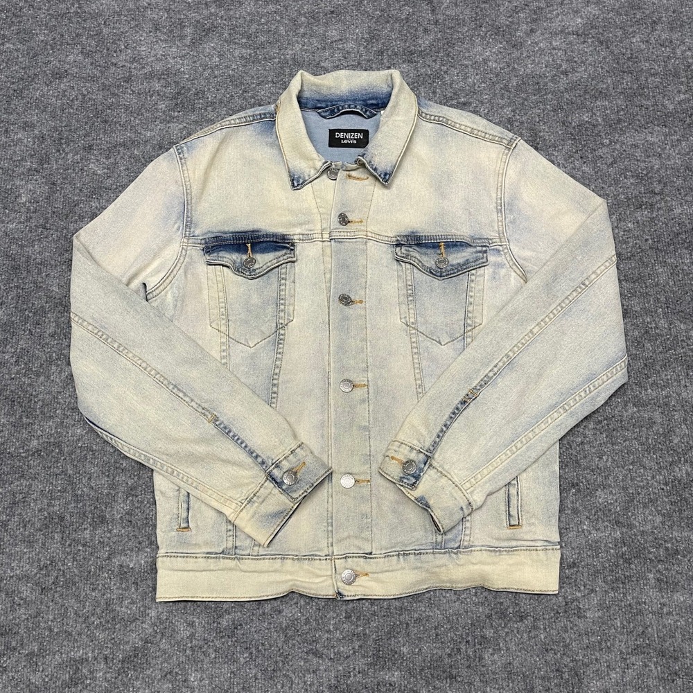 Denizen Levis Denim Trucker Jacket Mens Small‎ Blue Light Wash Fade Rugged